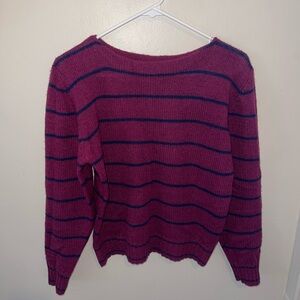 Vintage Striped Purple Women's Wool Sweater by SKYR Shetland Sportswear Sz 38/S